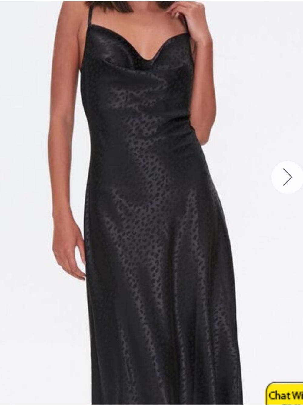 Forever 21 Satin Black Slip Dress with Subtle Leopard Jacquard
